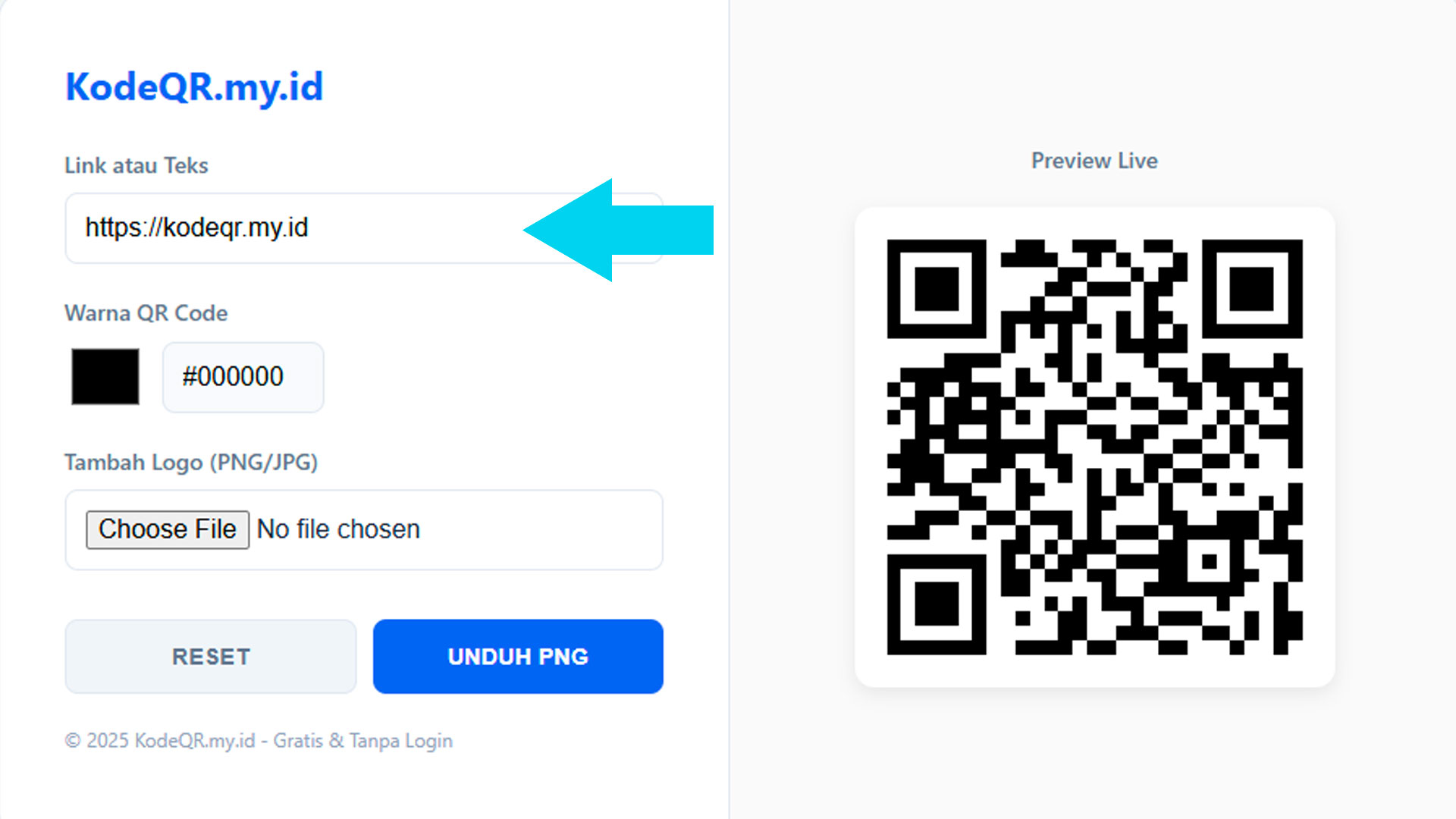 Langkah 1: Masukkan Link atau Teks